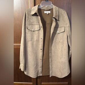 Tan Suede Button-Up Jacket